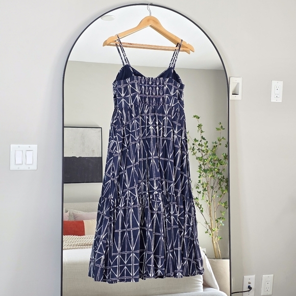 Banana Republic Factory Tie-Front Preppy Navy Midi Dress, Size Small - Picture 6 of 11